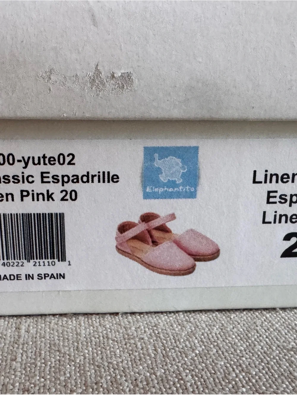 Elephantito Pink Canvas Espadrille with Ankle Strap